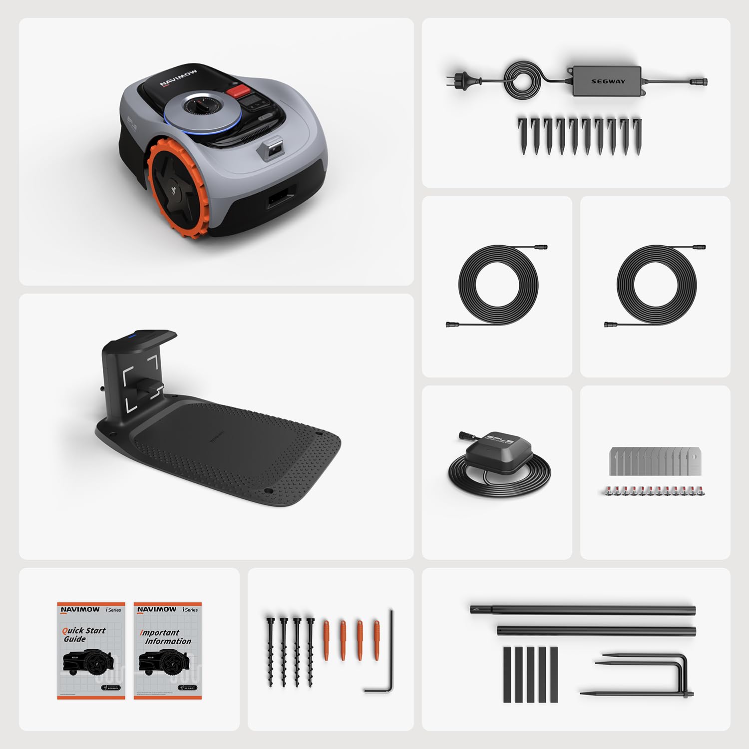 Segway Navimow i105E Robotic Lawn mower without Boundary, Rec. 500 m², Max. 600 m², EFLS 2.0 RTK + Vision Robot Lawnmower, AI Automatic Mapping, Virtual Limiting, Multi-Zone Management
