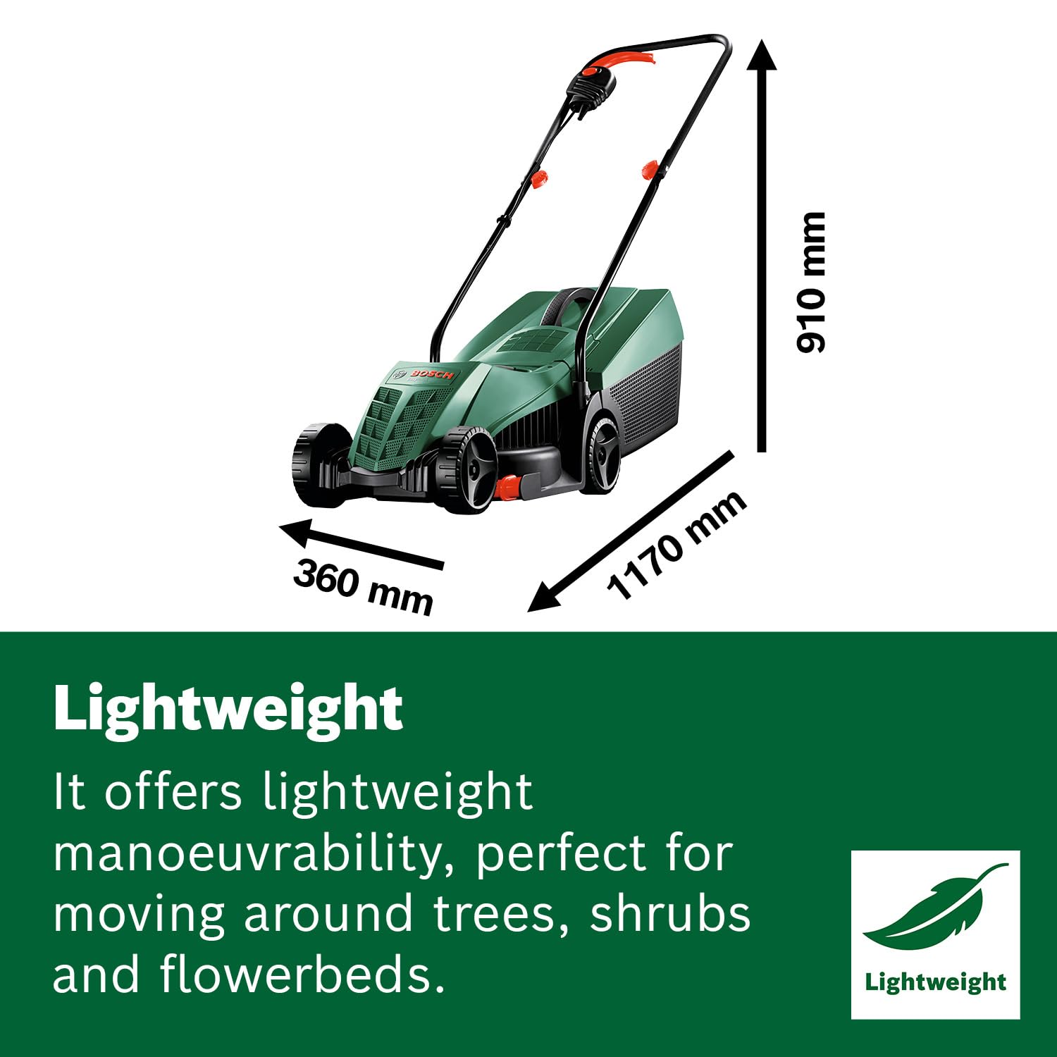 Bosch Corded Lawnmower EasyRotak 32-220 (1200 W Motor Power, Cutting Width: 32 cm, 31-Litre Grass Box, Extra 32cm Sharp Blade, Suitable for Quick and Easy Mowing with Tidy Edges) - Amazon Exclusive