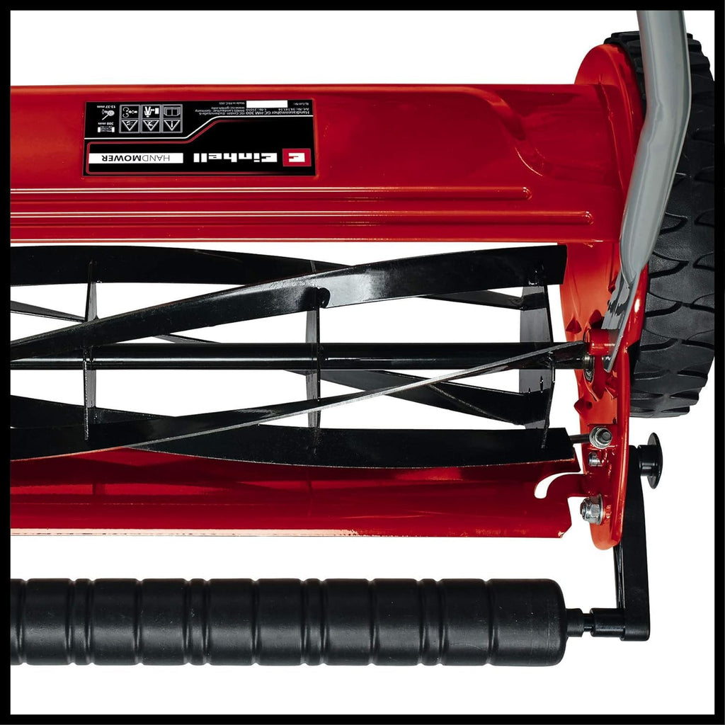 Einhell Hand Push Lawnmower, Manual Lawn-Mower With 30cm Cutting Width, 16L Grass Box, 4 Cutting Height Levels, Walk-Behind Lawn Mower For Small Gardens GC-HM 300