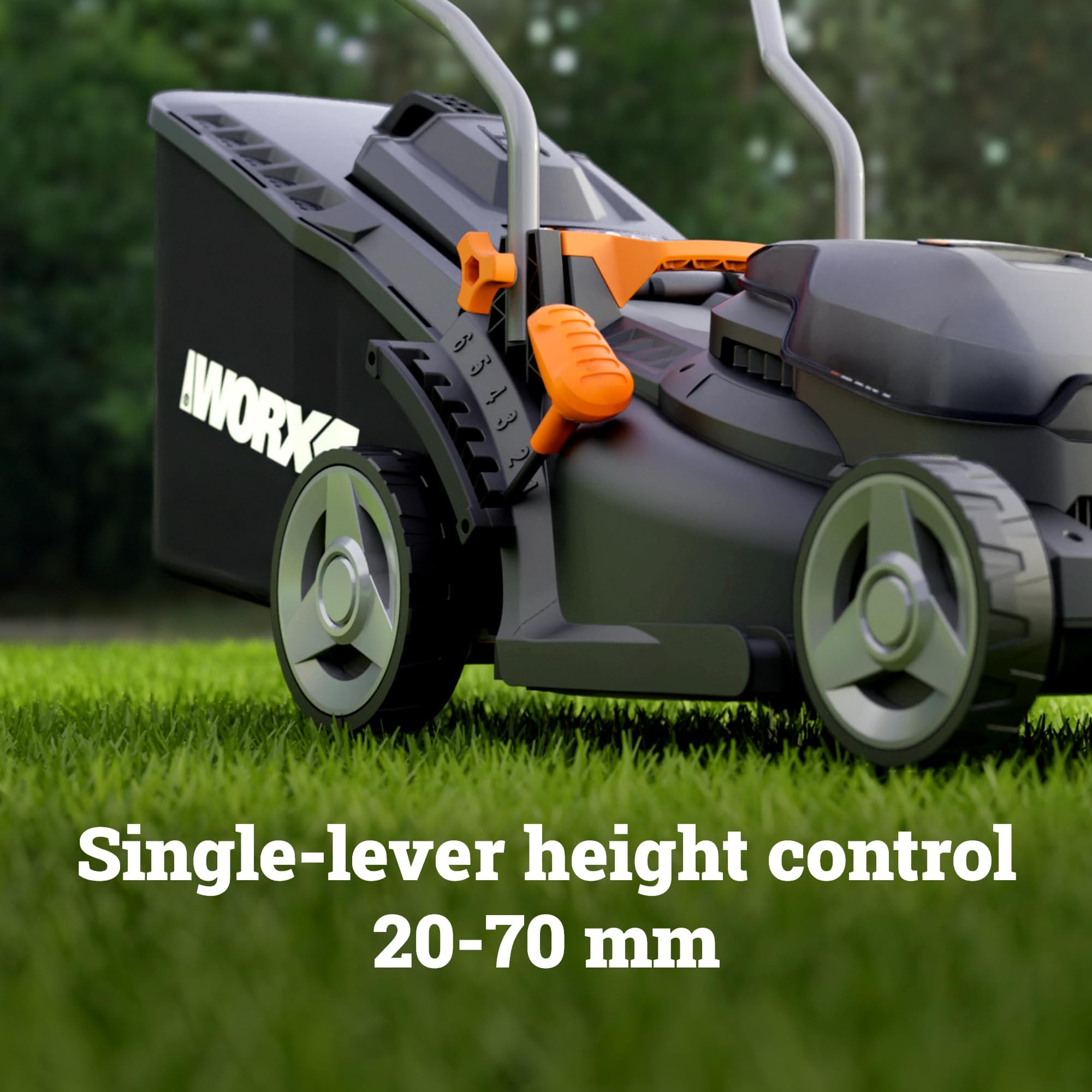 WORX WG733E 20V Brushless Cordless Lawnmower | Up to 200m² | 33cm Cut-to-Edge Deck | IntelliCut | 6-Height Adjust | 35L Grass Bag | 4.0Ah Battery & Charger Included