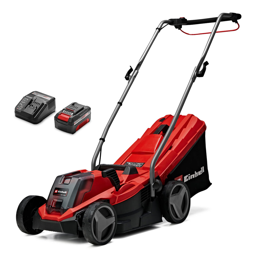 Einhell Power X-Change 18/33 Cordless Lawnmower With Battery and Charger - 18V, Brushless Motor, 33cm Cutting Width, 30L Grass Box, 5 Cutting Heights - GE-CM 18/33 Li Battery Lawn Mower