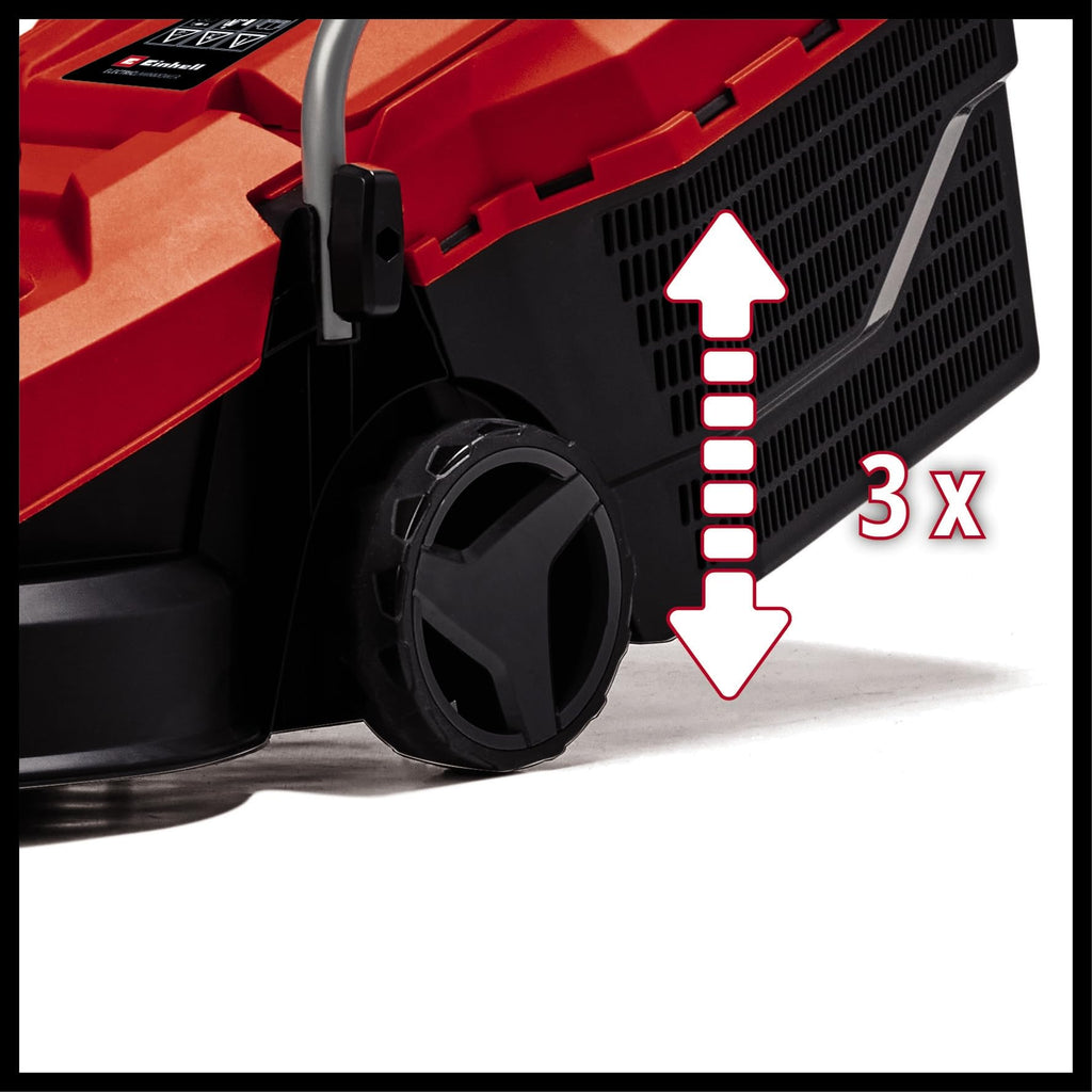 Einhell Electric Lawn Mower, 1000W, 32cm Cutting Width, 30L Large Capacity Grass Box, Variable Height Grass Cutter (30-70mm) - Lightweight Corded Lawnmower for Small Gardens Up to 300m² GC-EM 1000/32
