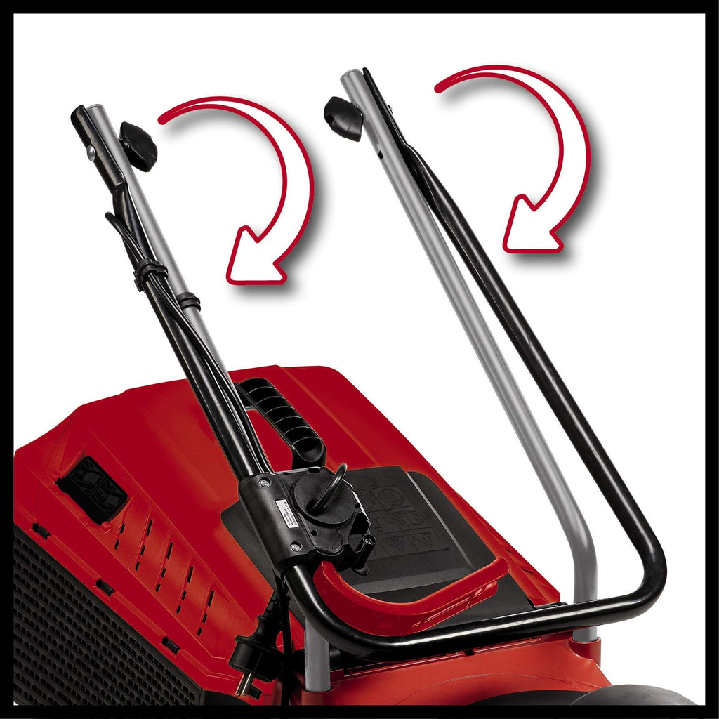 Einhell Electric Lawn Mower, 32cm Cutting Width, 30L Grass Box, 3 Cutting Height Levels - Lightweight Corded Walk-Behind Lawnmower For Small To Medium Gardens GE-EM 1032