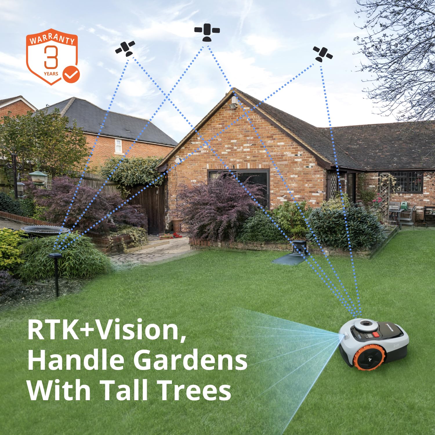 Segway Navimow i105E Robotic Lawn mower without Boundary, Rec. 500 m², Max. 600 m², EFLS 2.0 RTK + Vision Robot Lawnmower, AI Automatic Mapping, Virtual Limiting, Multi-Zone Management