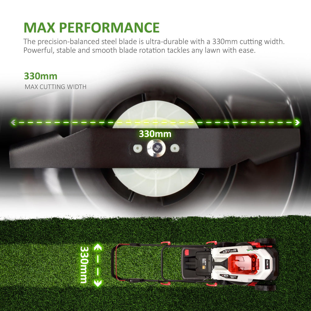 NETTA Cordless Lawnmower 20V - Brushless Motor Lawn Mower with 4.0Ah Battery & Charger - 33cm Width, 5 Heights, Mini Lawn Mower for Small Garden - Battery Operated Lawnmower - 30L Box